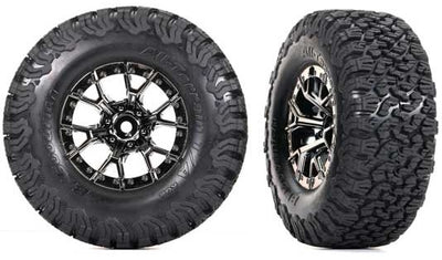 Traxxas Pneus BFGoodrich All-Terrain T/A KO2 + Jantes cromadas pretas (x2) Raptor R 10187-BLKCR
