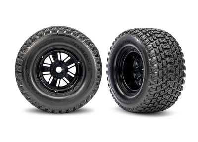 Traxxas Gravix Low Profile tires + Black rear rims (x2) Funco 10947