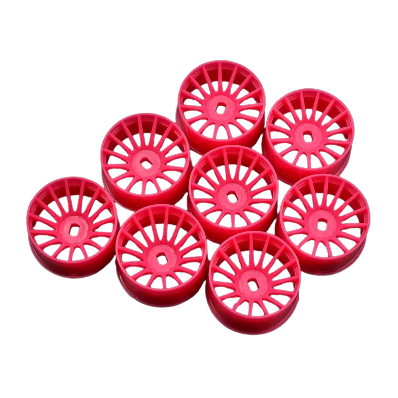 Yeah Racing Juego de llantas anchas de 11 mm con radios rosa fluorescente Kyosho Mini-Z AWD WL-0168FPK