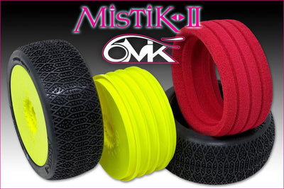 6MIK Pneus à Coller Buggy Mistik II + Jantes Ultra Jaunes + Inserts (x2) TKUY22