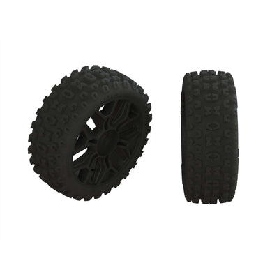 Arrma Dboots '2HO'-banden + velgen Gun Metal (x2) Typhon ARA550088