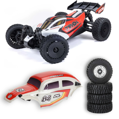 Arrma Buggy Typhon Grom Mega 380 4x4 RTR 1/14 + Carrosserie VW + 4 Roues Flat Iron