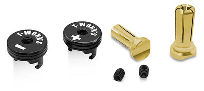 T-Work's Connectors Long Pk Gold 5mm + Covers (4Pcs) EA-040-5BB-L