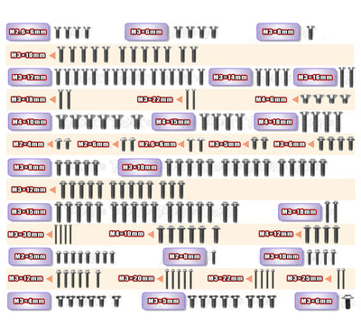 T-Work's UFO titanium schroevenset (188 stuks) MP11 TSSU-MP11