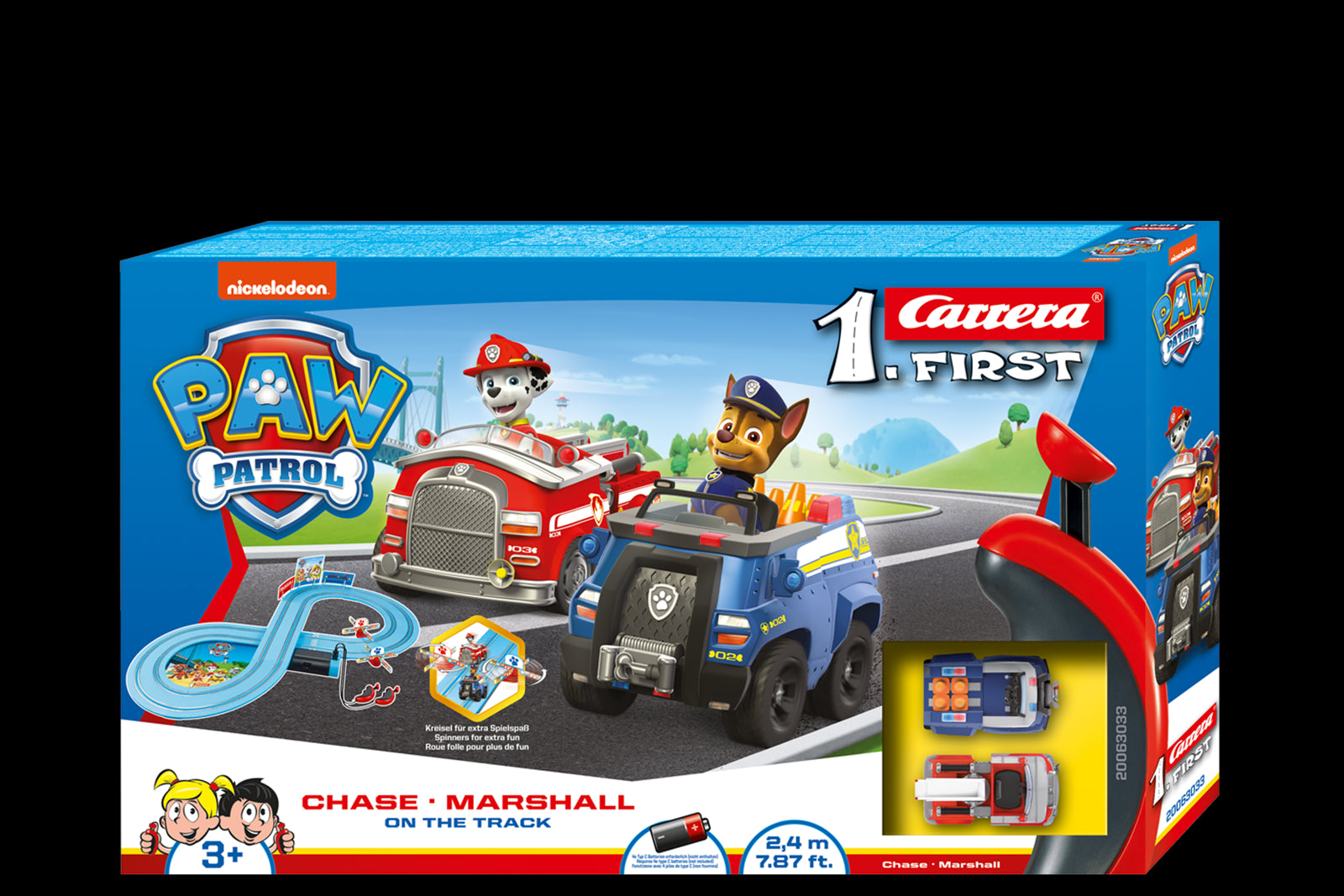 Circuit voitures : Carrera First : Pat'Patrouille (Paw Patrol) - Sur le  circuit - Jeux et jouets Carrera - Avenue des Jeux