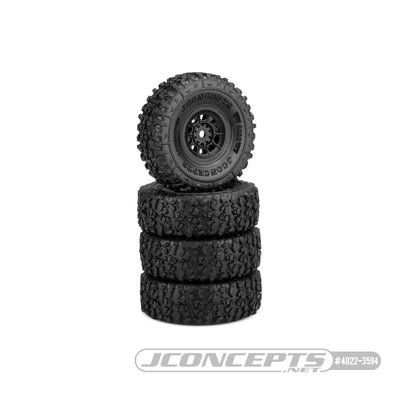 JConcepts Pneus Landmines Green + Jantes Hazard Axial SCX24 (x4) 4022-3294