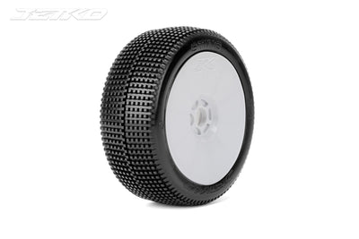 Jetko Pneus Sting + Jantes Blanches Buggy 1/8 (x2)