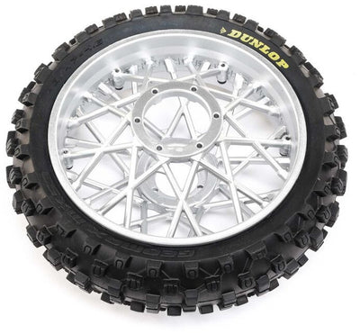 LOSI Jante Arrière Chrome + Pneu Dunlop MX53 Promoto MX LOS46007