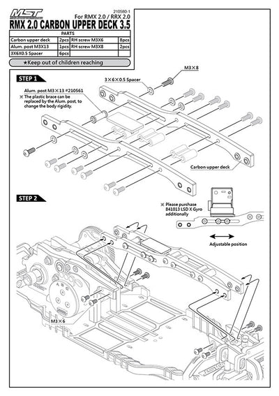 MST Platine Supérieur Carbone 3.5 RMX 2.0 Noir 210580-1BK