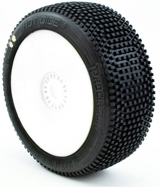 ProCircuit Weiße Felgen + Hot Dices V2 Reifen (x2) PCW2003