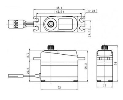 Savox Servo Low profile SV-1250MG+ 8kg 0.095s 7.4V Métal