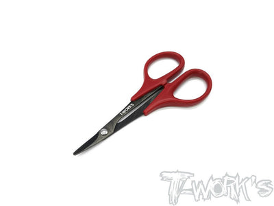 T-Work's Ciseaux Courbés Traités "Nitride de Titane" Rouge TT-021-BK