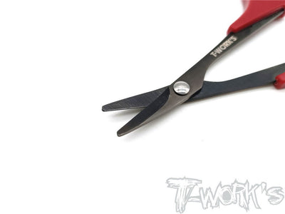 T-Work's Ciseaux Courbés Traités "Nitride de Titane" Rouge TT-021-BK