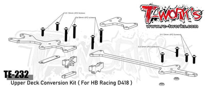 T-Work's Kit Conversion Platine Supérieur Carbone D418 TE232