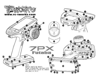 T-Work's kit déco 3D carbone pour Futaba 7PX TS040