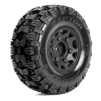 Jetko RC Pneus SC Raptor + Jantes Noir (x2) SC 1/10 JK3108CB