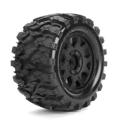 Jetko RC Pneus MT Defender + Jantes Noir 3.8" (x2) Maxx JK1806CB