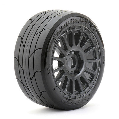 Jetko RC Pneus Super Sonic + Jantes Noir (x2) Buggy 1/8 JK1504RB