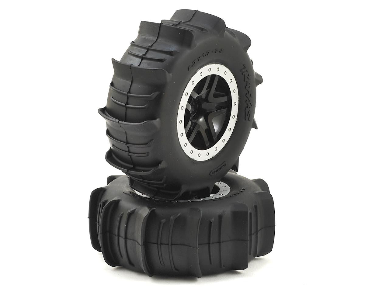 Traxxas 5891 - Set Di Ruote E Pneumatici A Paletta Per Slash, 2 Pezzi, Pre-incollati, Per Sabbia, Neve E Fango