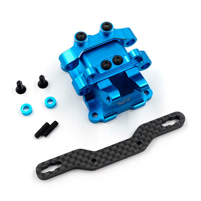 Yeah Racing Capot de cellule Alu Bleu + Support amortisseurs carbone Tamiya TT-02 TATT-061BU