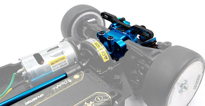 Yeah Racing Capot de cellule Alu Bleu + Support amortisseurs carbone Tamiya TT-02 TATT-061BU