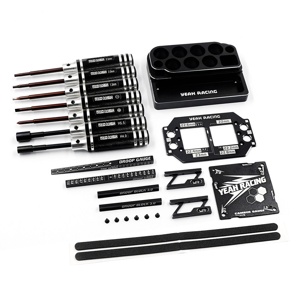 Yeah Racing Set gereedschap + Afstelling + Aluminium steun Kyosho Mini-Z  YT-0254BK