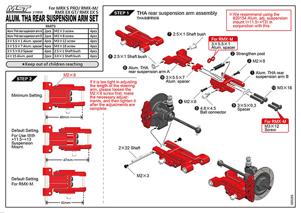 MST Set de triangles arrière THA rouge RMX-S 210696R