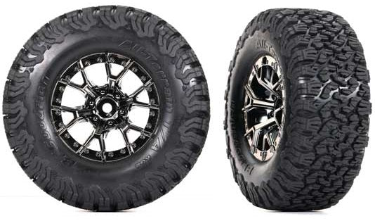 Traxxas Pneumatici BFGoodrich All-Terrain T/A KO2 + Cerchi cromati neri (x2) Raptor R 10187-BLKCR