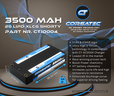 Corsatec Lipo 2s Shorty XLCG 3500mah Graphene HV+ CT10004