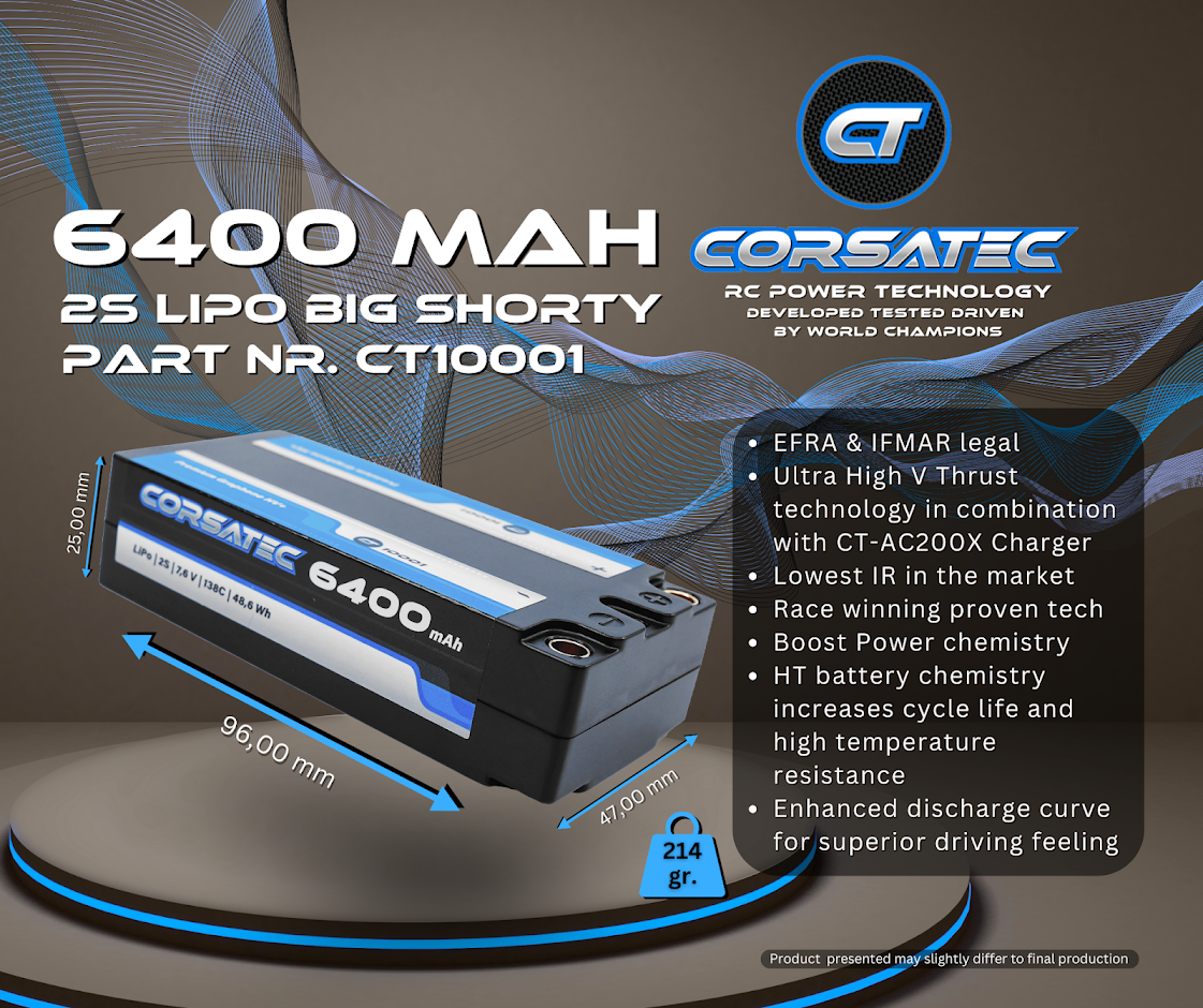 Corsatec Lipo 2s Shorty 6400mah Graphene HV+ CT10001