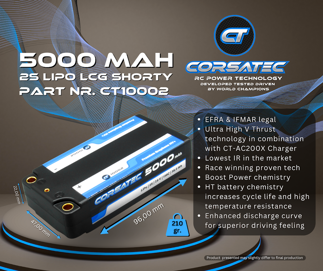 Corsatec Lipo 2s Shorty 5000mah Graphene HV+ CT10002