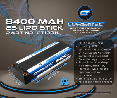 Corsatec Lipo 2s Stick 8400mah Graphene HV+ CT10011