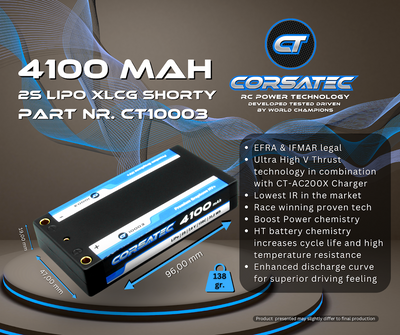 Corsatec Lipo 2s Shorty LCG 4100mah Graphene HV+ CT10003