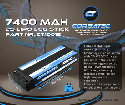 Corsatec Lipo 2s Stick 7400mah Graphene HV+ CT10012