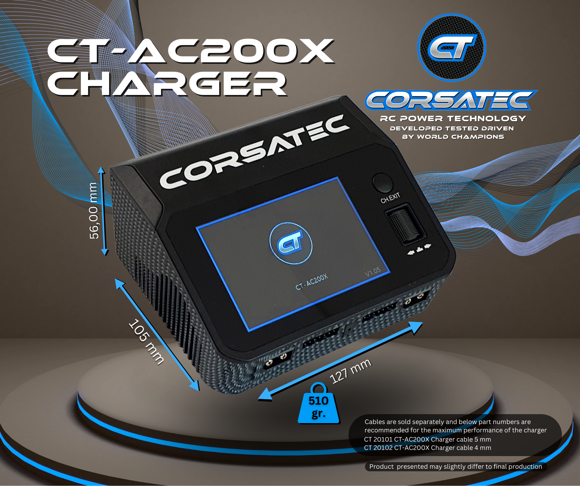 Corsatec Lipo Dual Pro AC/DC Charger + PK5 CT20001-C Charging Cord