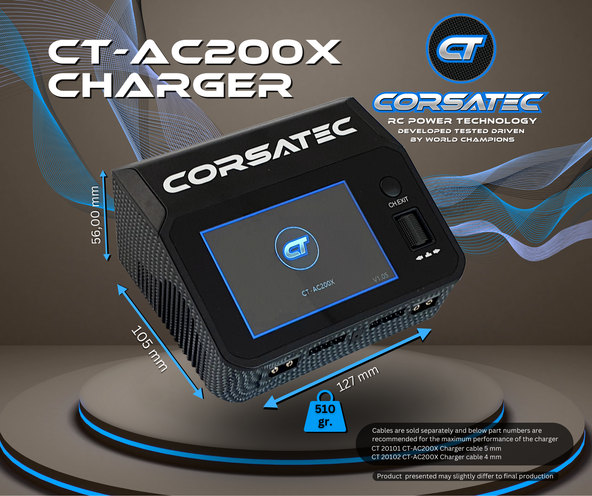 Corsatec Chargeur Lipo Dual Pro AC/DC + Cordon de Charge PK5 CT20001-C