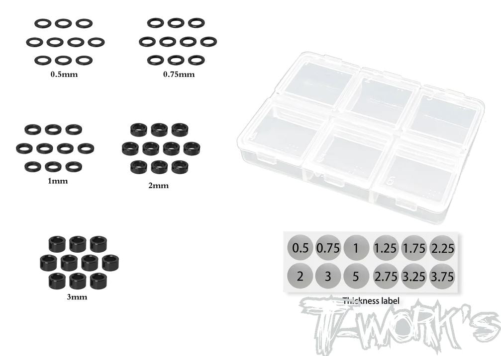 T-Work's M3 Aluminum Spacer Set Black (5x10) TA-159-BK