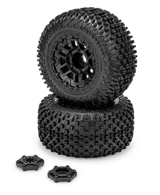 JConcepts Pneus Choppers + Jantes Pretas (x2) Maxx e Kraton 4S 4187-39812