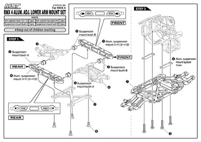 MST Cale de triangle arrière Alu Noir RMX 4 210731BK