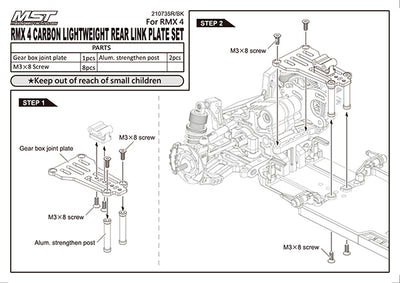 Placa de carbono MST + Espaciador de aluminio rojo RMX 4 210735R