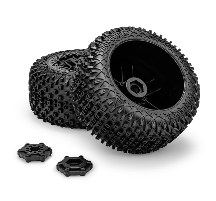 JConcepts Pneus Choppers + Jantes Pretas (x2) Maxx e Kraton 4S 4187-39812