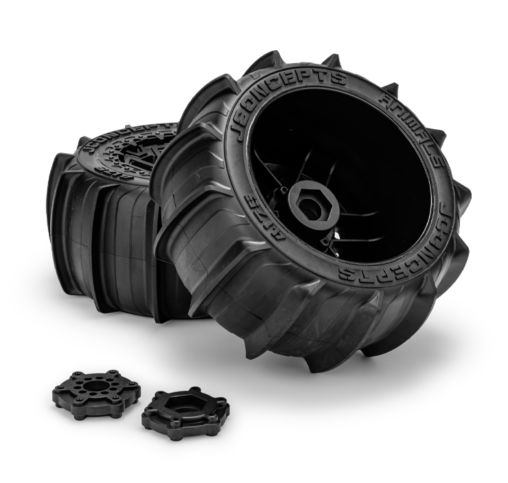 JConcepts Pneus Animal + Jantes Pretas (x2) Maxx e Kraton 4S 4175-39812
