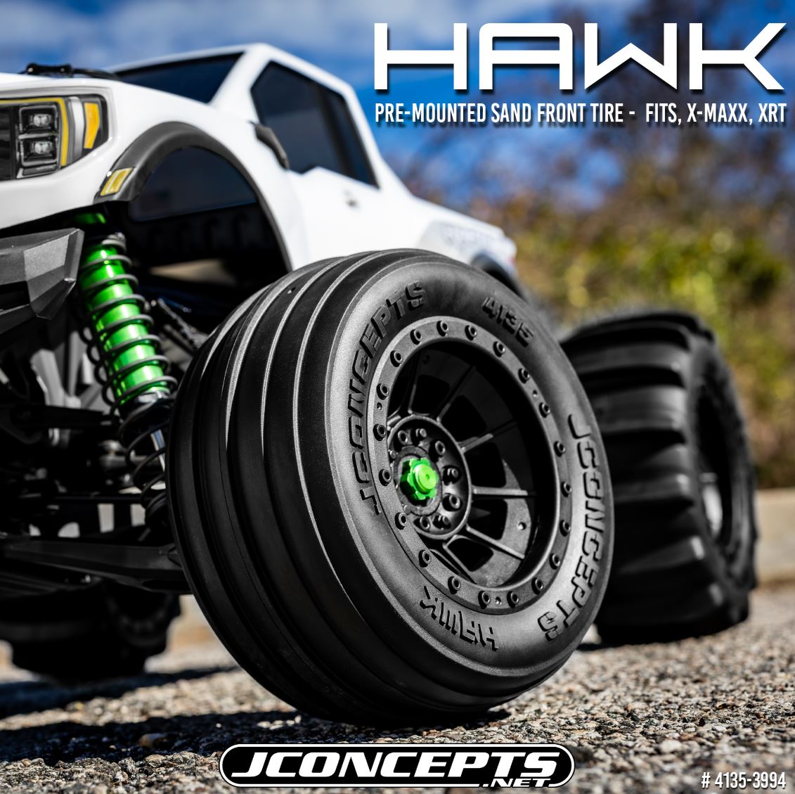 JConcepts Hawk Reifen + Felgen Schwarz (x2) XRT X-Maxx 4135-3994
