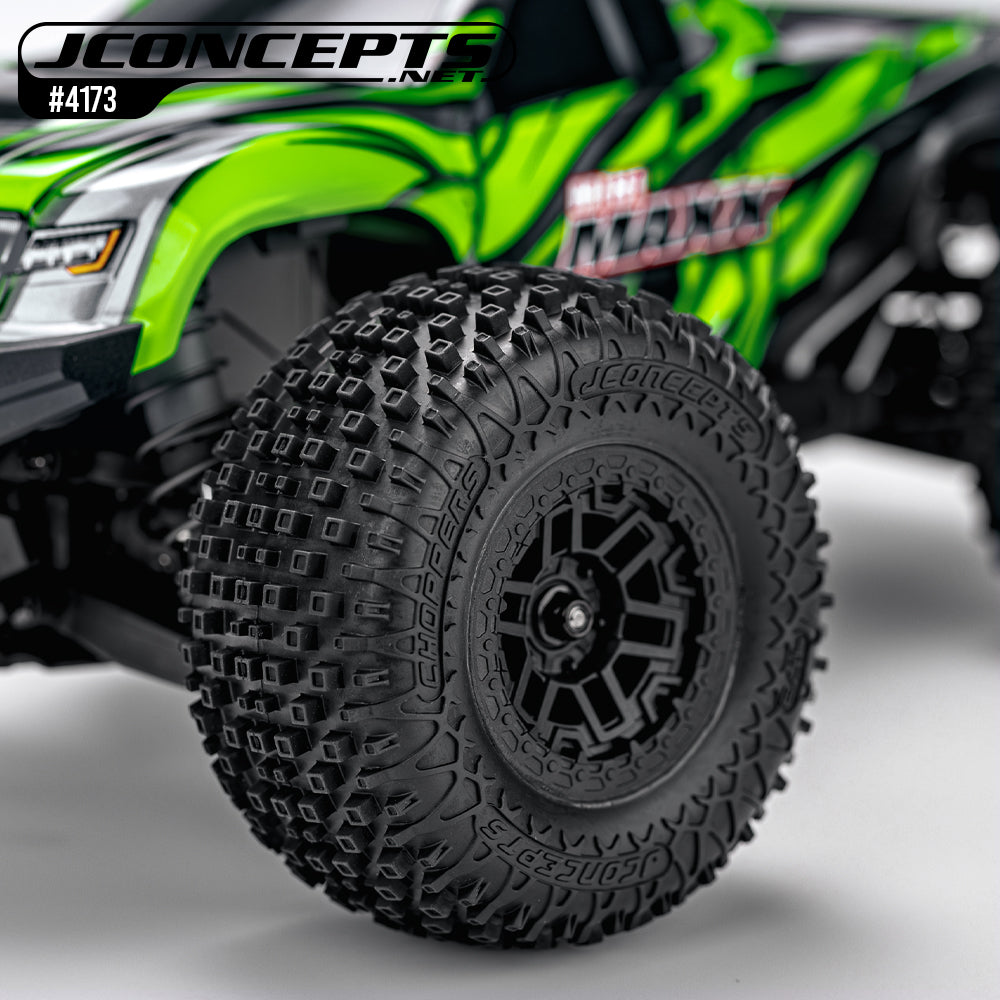 JConcepts Choppers-Reifen + Felgen Schwarz (2er-Set) Mini Maxx und Mini XRT 4173-30912