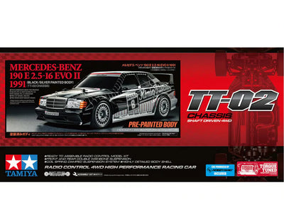 Tamiya TT-02 Mercedes-Benz 190 E 2.5-16 EVO II 1991 Noir/Gris KIT 47525