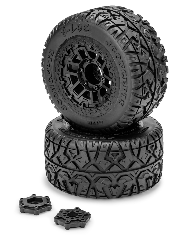 JConcepts Pneus G-Locs + Jantes Noir (x2) Maxx et Kraton 4S 4176-39812