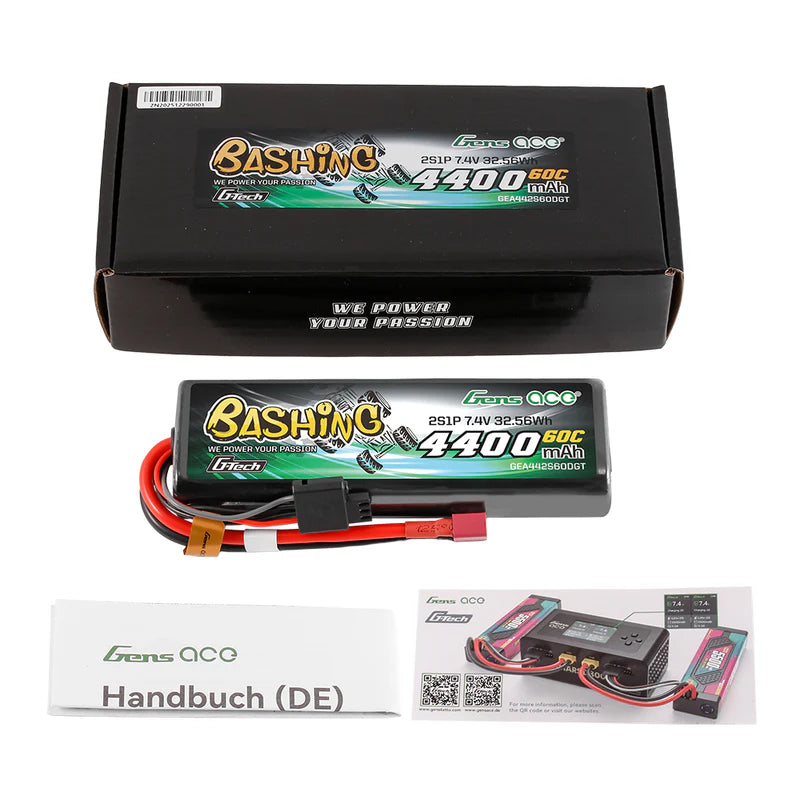 Gens Ace Accu lipo Bashing G-Tech 7.4v 4400mAh 60C Dean GEA442S60DGT