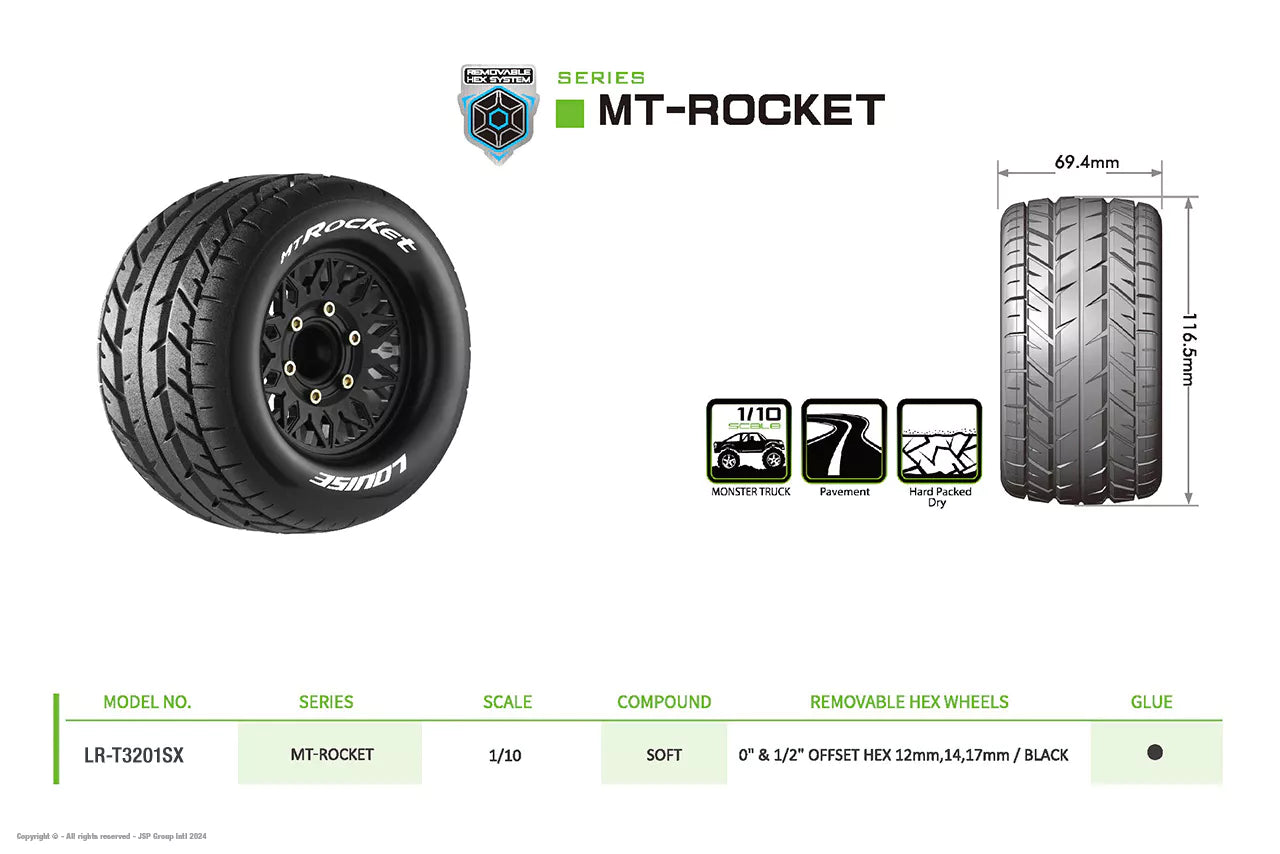 Louise RC Pneumatici 1/10 MtRocket + 2,8 cerchi LR-T3201SX