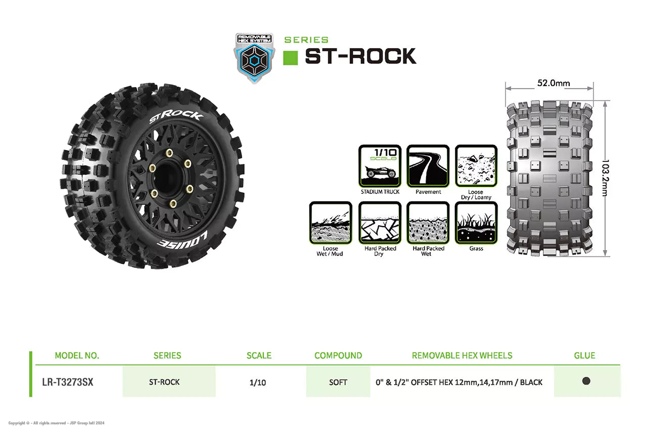 Louise RC Pneumatici 1/10 St-Rock + cerchi 2.8 LR-T3273SX