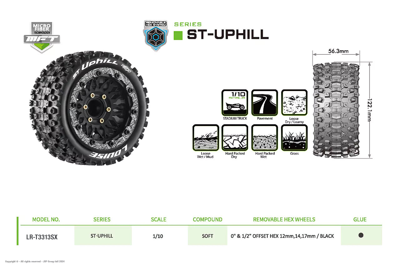 Louise RC Pneumatici 1/10 MFT St-Uphill + cerchi 2.8 LR-T3313SX